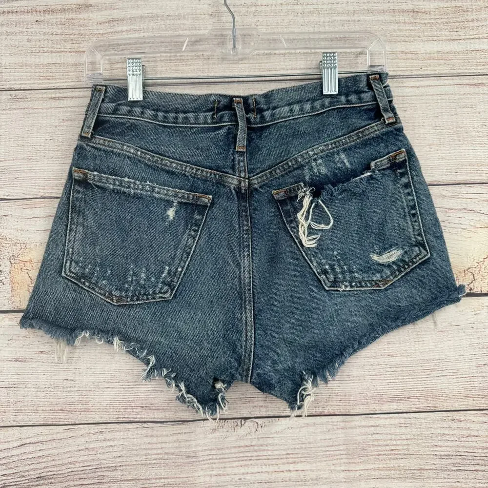 Agolde Button Fly But Off Jean Shorts Womens 25 Blue Medium Wash Denim - Picture 2 of 9